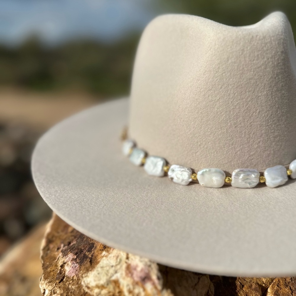 SOLD! Message me to pre make similar! Freshwater Pearl Hat Band - Picture 2 of 5